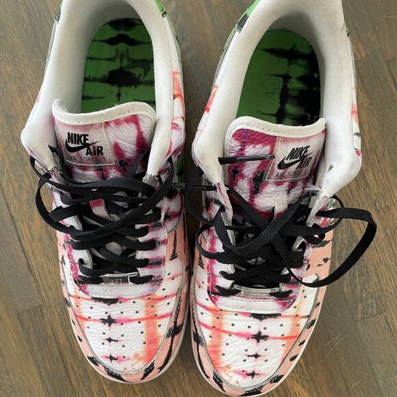 Nike Air Force 1 Low Tie Dye Men’s 9.5 Multicolor Green Pink Streetwear - Picture 12 of 14